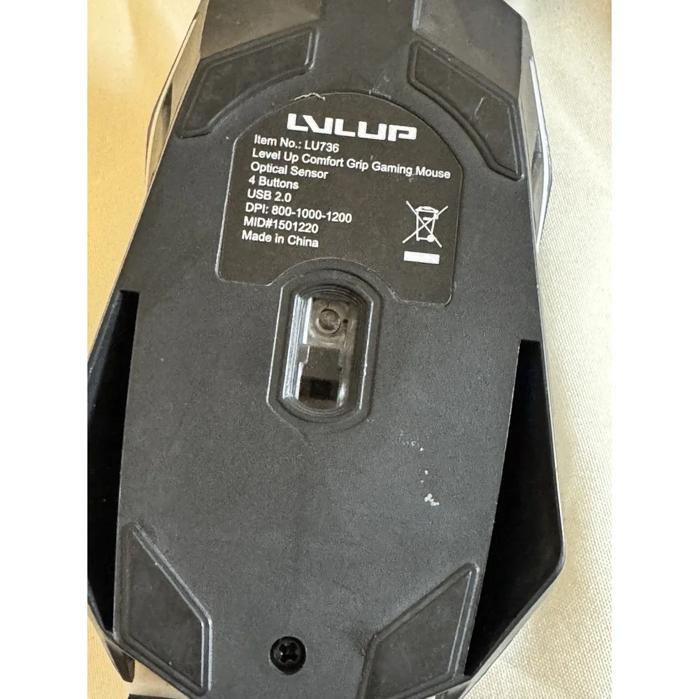 LVL UP LU736 Wired Gaming Mouse USB 2.0 4 Button‎ Optical LED Comfort Grip PC